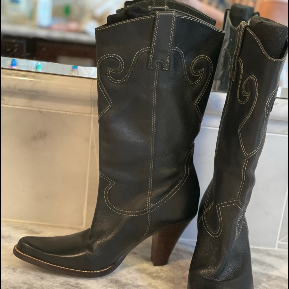 STEVEN black Silverado leather western boots